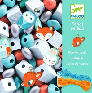 DJ09807-Margele de insirat din lemn Animalute, Djeco