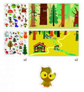 DJ08956-Joc creativ Pădurea fermecată cu 50 de stickere repoziționabile, Djeco 