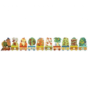 DJ08194 - Puzzle Invat sa numar completat in ordine crescatoare sub forma de tren, Djeco