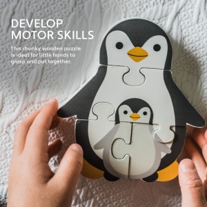 OTT06606_Puzzle 3D Pinguin din lemn, Orange Tree Toys