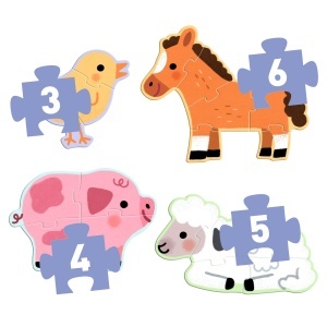 Puzzle autocorectiv cu animale de la fermă pentru copii