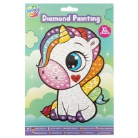 Set creativ diamond painting cu strasuri mari, A5(Unicorn) Unicorn