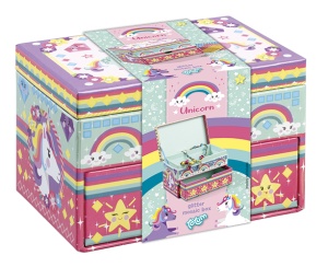 Set creativ DIY de decorat cutie de bijuterii cu unicorni