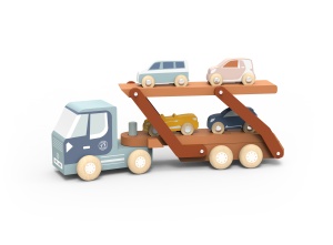 Camion transportor cu 4 masinute din lemn - Speedy Monkey