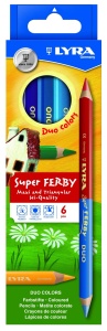 Creioane triunghiulare Lyra super Ferby duo colors
