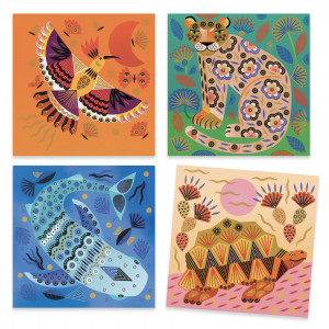 DJ08966-4 planse pentru decorat cu stampile Modele si animale, Djeco