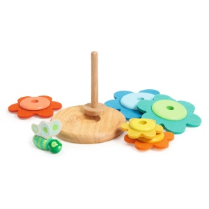 DJ06404-Jucarie Montessori Turn cu flori si fluture din lemn si fetru, Djeco