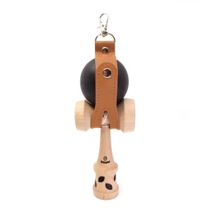 Kendama din lemn de fag – model negru cu detalii geometrice