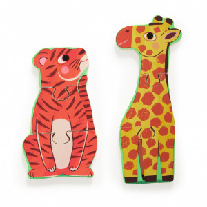 DJ01264 puzzle lemn  4 animale 3 piese incastru Djeco