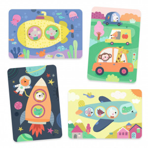 DJ09074-Set 4 planse pictura cu apa Vehicule, Djeco