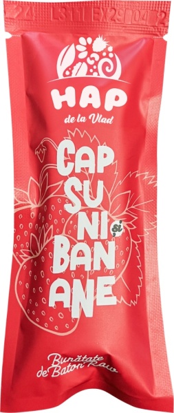 Baton vegan cu capsuni si banane HAP de la Vlad 45g