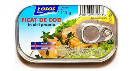 Ficat de cod in ulei propriu, LOSOS, 115g