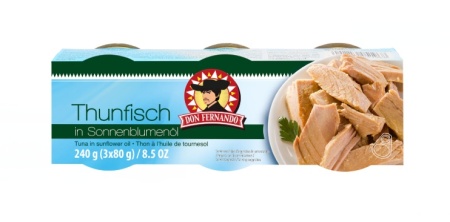 Ton in ulei de floarea soarelui, feliat, 240g (3x80g)