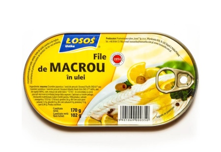 Macrou file in ulei, Losos, 170g