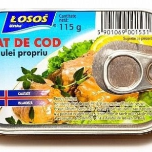 Ficat de cod in ulei propriu, LOSOS, 115g
