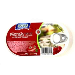 Pastrav file in sos tomat, Losos, 170g