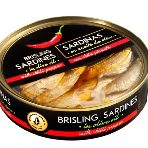 Sardine brisling in ulei de masline cu chilli, 160g