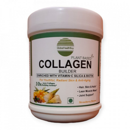 GlobalHealthBuy Plant Based Collagen Builder, 250g | Collagen Powder for Skin Glow & Anti-Aging with SILICA, Vitamin C & BIOTIN !