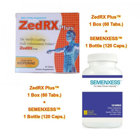 Zedrx Plus™ - Erectile Dysfunction & Penis Enlargement Pills - One Box - 60 Tablets ! & SEMENXESS™ - Sperm Volume Pills - Increase Sperm Ejaculation - One Bottle - 120 Capsules (Combo Offer)