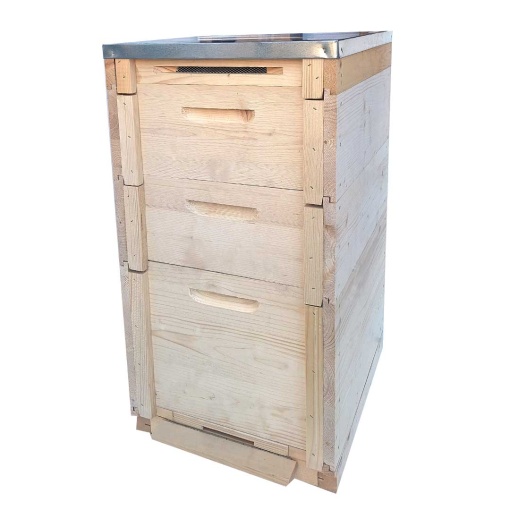 Stup 10 rame din lemn, cuib 1/1, 2x magazie 1/2 cu IMBINARE DUBLA