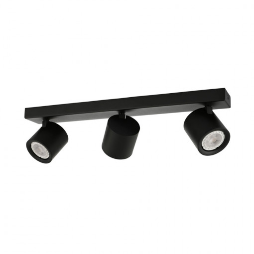Spot aplicat modern negru rotund cu 3 brate Carlota