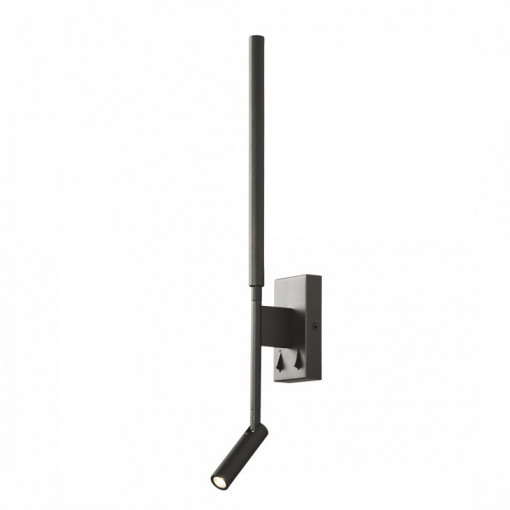 Aplica perete moderna neagra liniara cu lampa de citit Torch