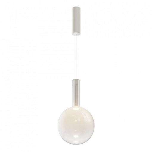 Pendul modern alb cu glob de sticla si led Maytoni Nebula d25