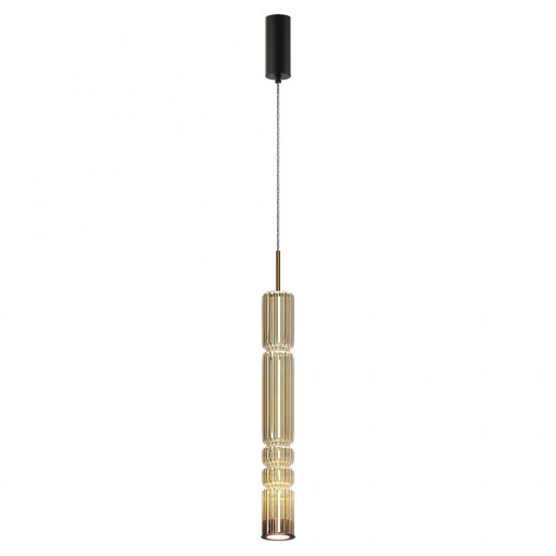 Pendul modern auriu cu segmente din sticla si led Maytoni Ordo v1