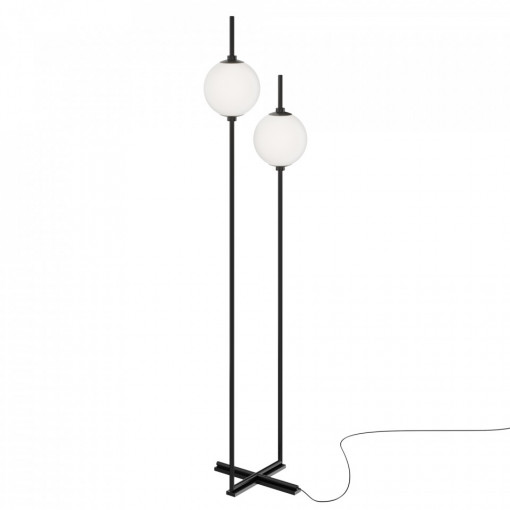 Lampadar modern negru liniar cu 2 globuri de sticla Maytoni The Sixth Sense