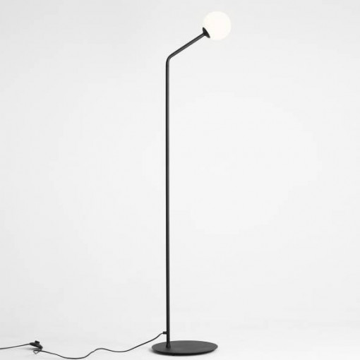 Lampadar modern negru liniar cu un glob de sticla Pure