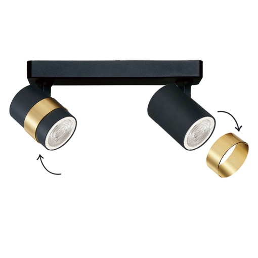 Spot aplicat Anillo 2 Negru 2xGU10