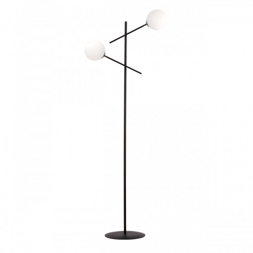 Lampadar modern negru cu 2 globuri albe Linear
