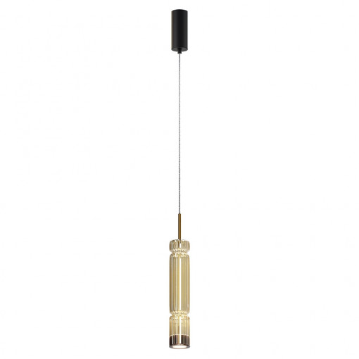 Pendul modern auriu cu segmente din sticla si led Maytoni Ordo v2