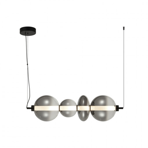 Lustra moderna neagra din metal cu 4 globuri din sticla Sonte