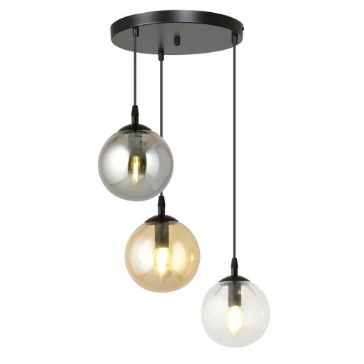 Lustra rotunda cu 3 pendule cu globuri multicolore Cosmo