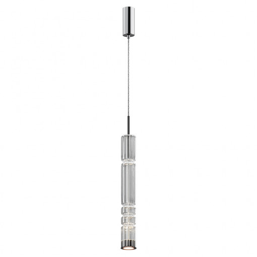 Pendul modern chrome cu segmente din sticla si led Maytoni Ordo v1