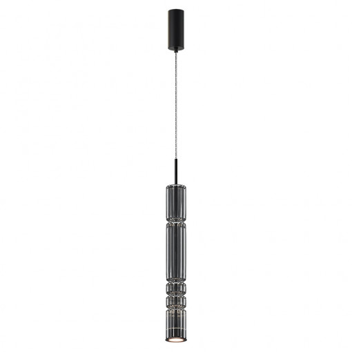 Pendul modern negru cu segmente din sticla si led Maytoni Ordo v1