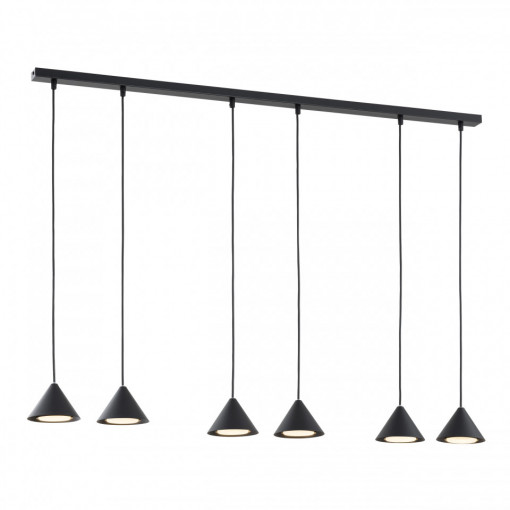 Lustra moderna neagra din metal cu 6 pendule Elit