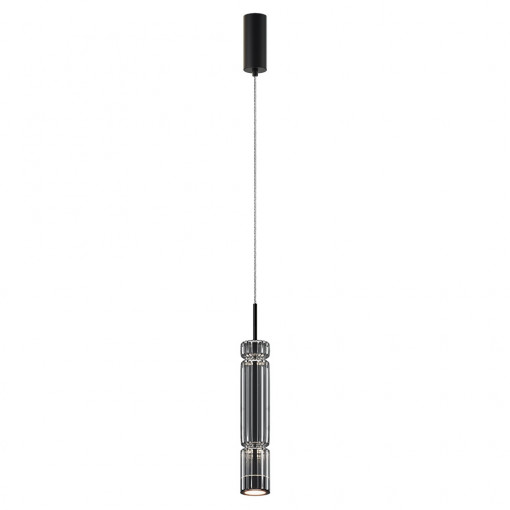 Pendul modern negru cu segmente din sticla si led Maytoni Ordo v2