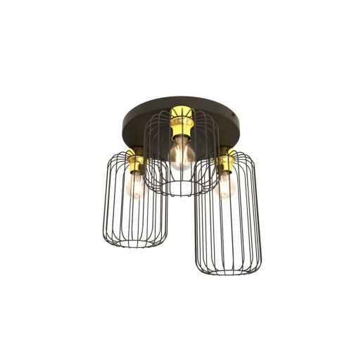 Plafoniera BARN 3PREM Negru Auriu