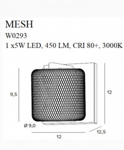 Aplica perete Mesh Maxlight Negru -W0293  Culoare: Negru si Auriu  Dimensiuni: Lungime 12.5cm, Latime 12cm, Inaltime 12cm  Material structura: Metal si Acril  Becuri: 1 x 5W LED, 450 LM, CRI 80+, 3000K