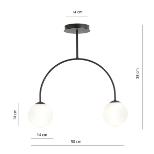Lustra ARCHI 2 Negru OPAL - Img 3