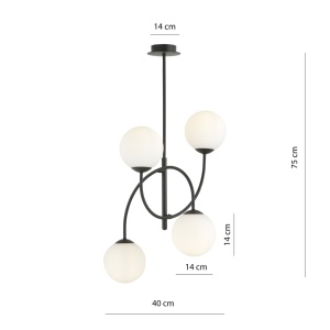 Lustra ARCHI 4B Negru OPAL - Img 3