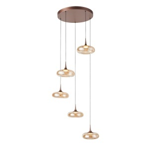 Lustra Cupru LED 5 becuri Tenele