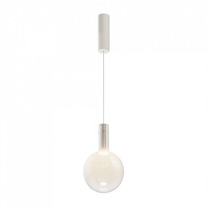Pendul modern alb cu glob de sticla si led Maytoni Nebula d20