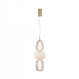 Pendul modern auriu cu 3 globuri din sticla si led Eris