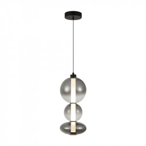 Pendul modern negru din metal cu globuri din sticla Sonte