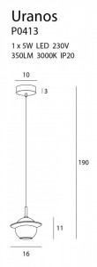 Pendul Uranos Maxlight Auriu Alb -P0413 Culoare: Auriu, Alb  Dimensiuni: Diametru 16cm, Inaltime 11cm - 190cm (max)  Material: Metal, Marmura, Arilic  Becuri: 1 x 5W LED 230V,  350 LM 3000k