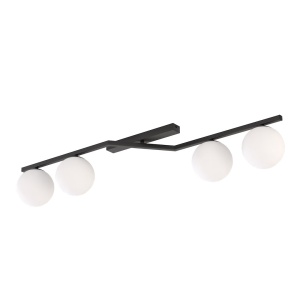 Plafoniera NATON 4 Negru sticla alba