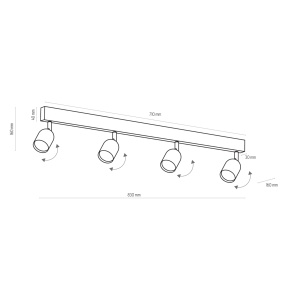 Plafoniera Negru Chrome 4xGU10 TOP 1009TK - Img 3